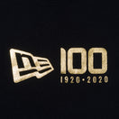 長袖 コットンTシャツ NEW ERA 100周年 マルチロゴ フロント ブラック × メタリックゴールド レギュラーフィット