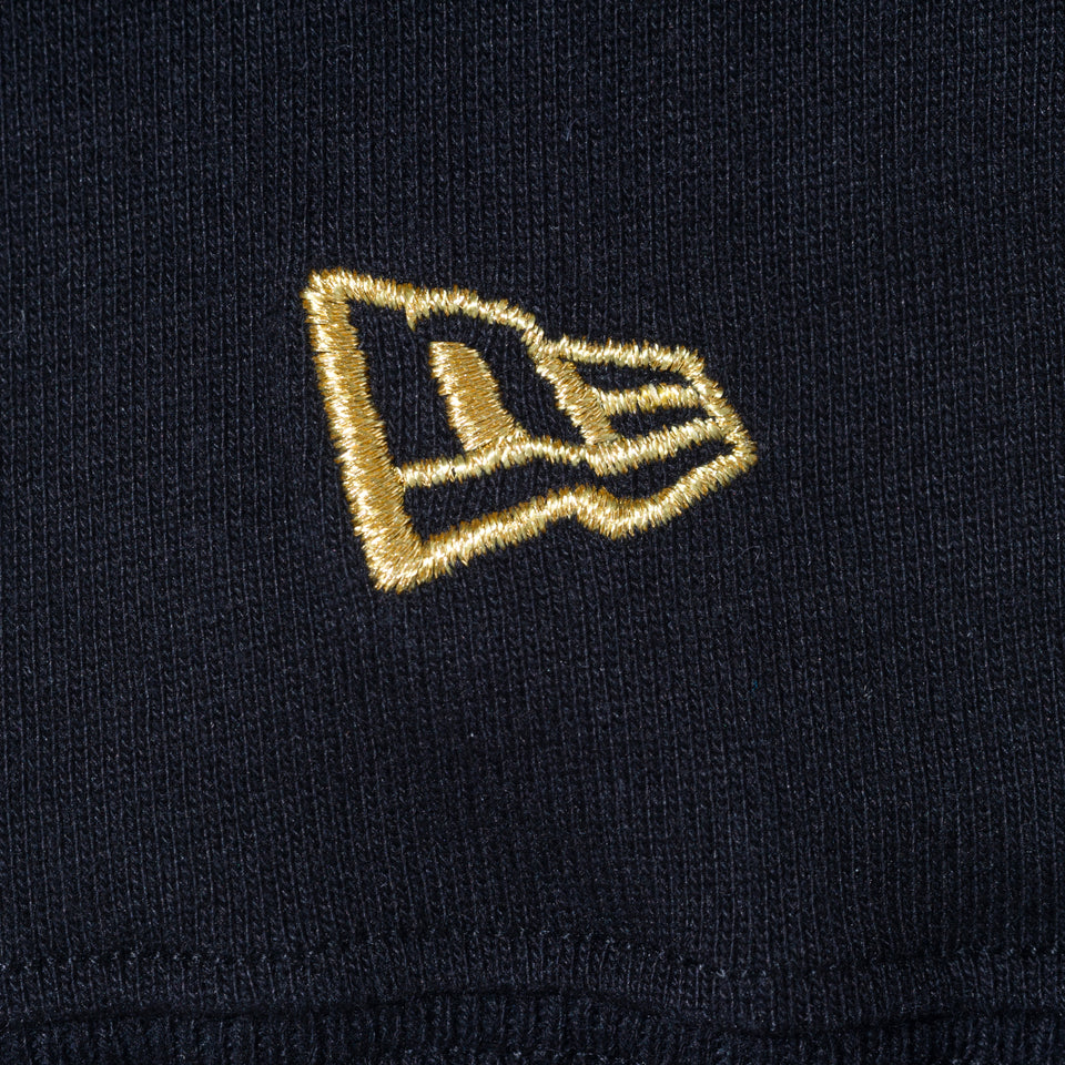 長袖 コットンTシャツ NEW ERA 100周年 マルチロゴ フロント ブラック × メタリックゴールド レギュラーフィット