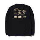 長袖 コットンTシャツ NEW ERA 100周年 マルチロゴ フロント ブラック × メタリックゴールド レギュラーフィット