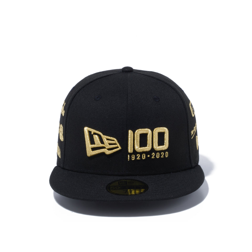 59FIFTY NEW ERA 100周年 マルチロゴ フロント ブラック × メタリックゴールド