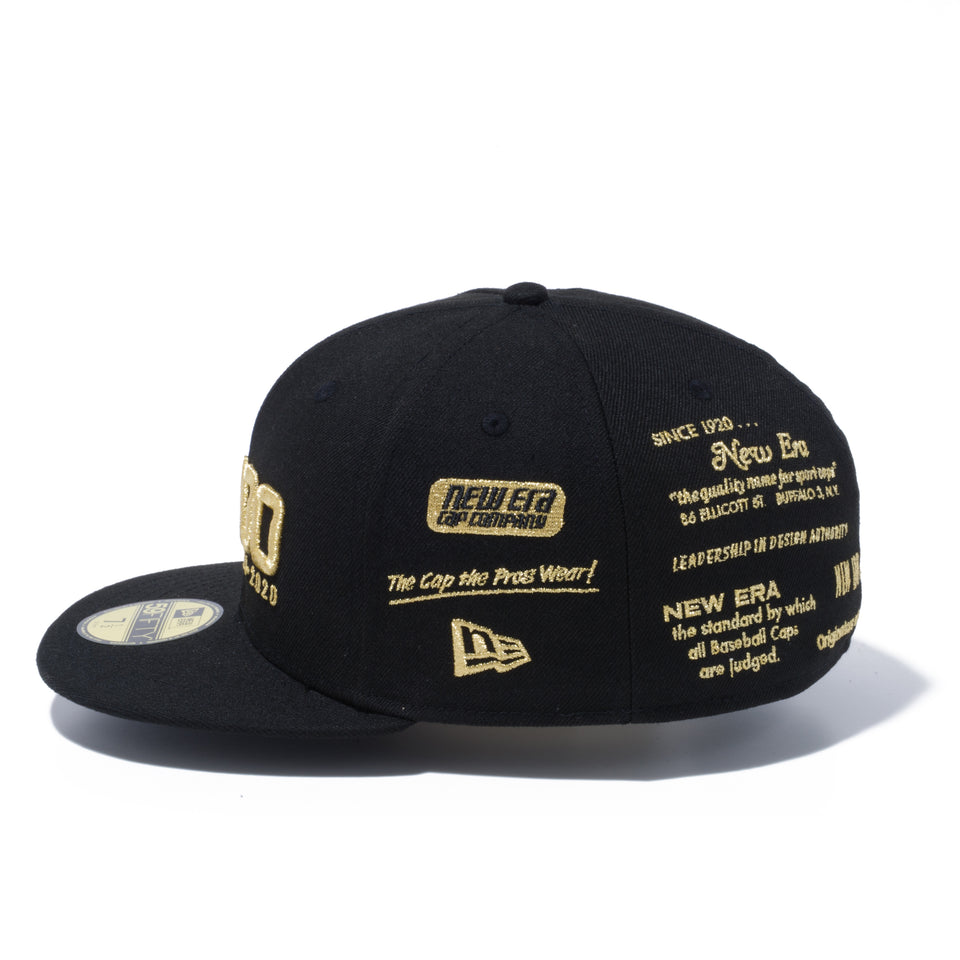 59FIFTY NEW ERA 100周年 マルチロゴ フロント ブラック × メタリックゴールド