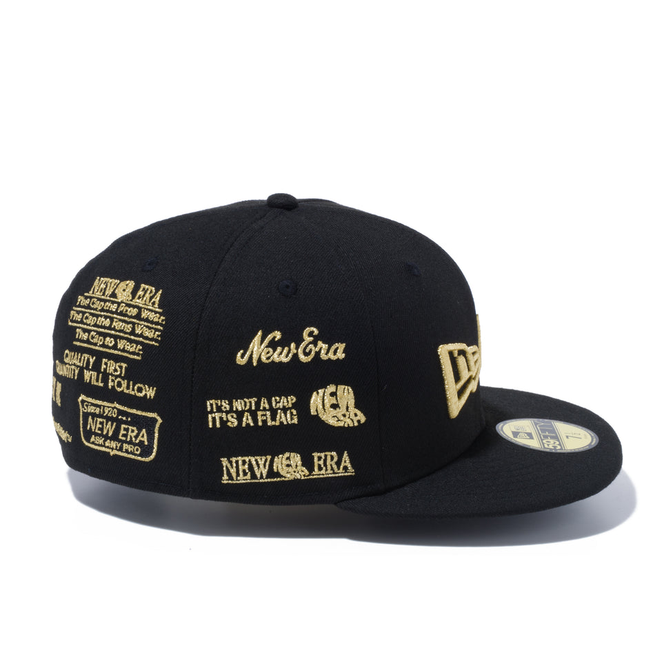 59FIFTY NEW ERA 100周年 マルチロゴ フロント ブラック × メタリックゴールド