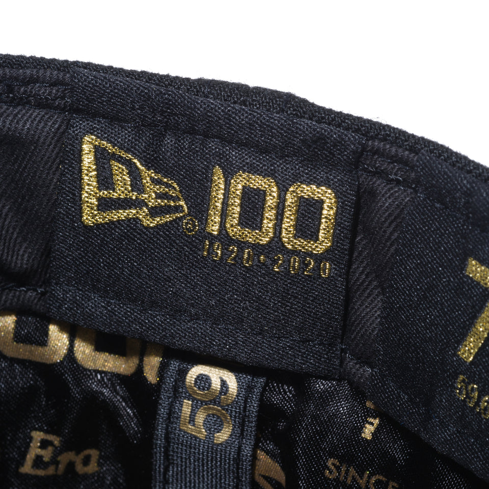 59FIFTY NEW ERA 100周年 マルチロゴ フロント ブラック × メタリックゴールド