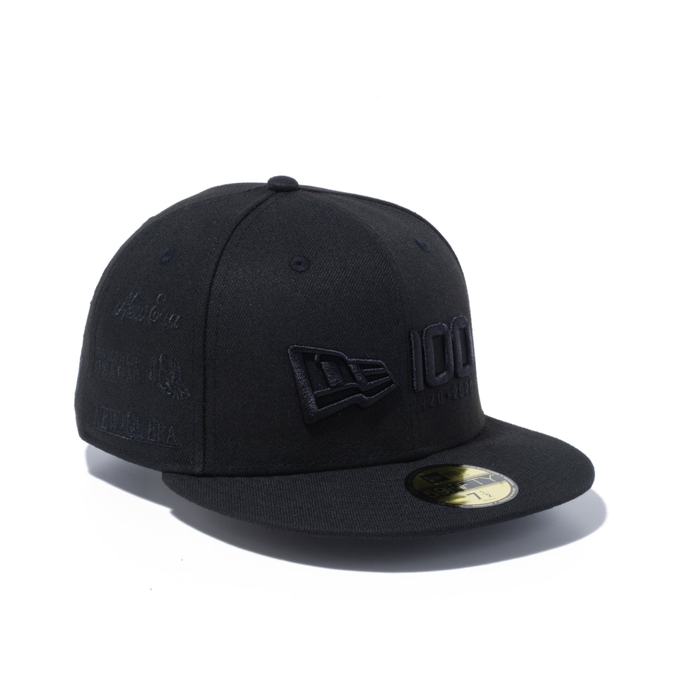 59FIFTY NEW ERA 100周年 マルチロゴ フロント ブラック × ブラック