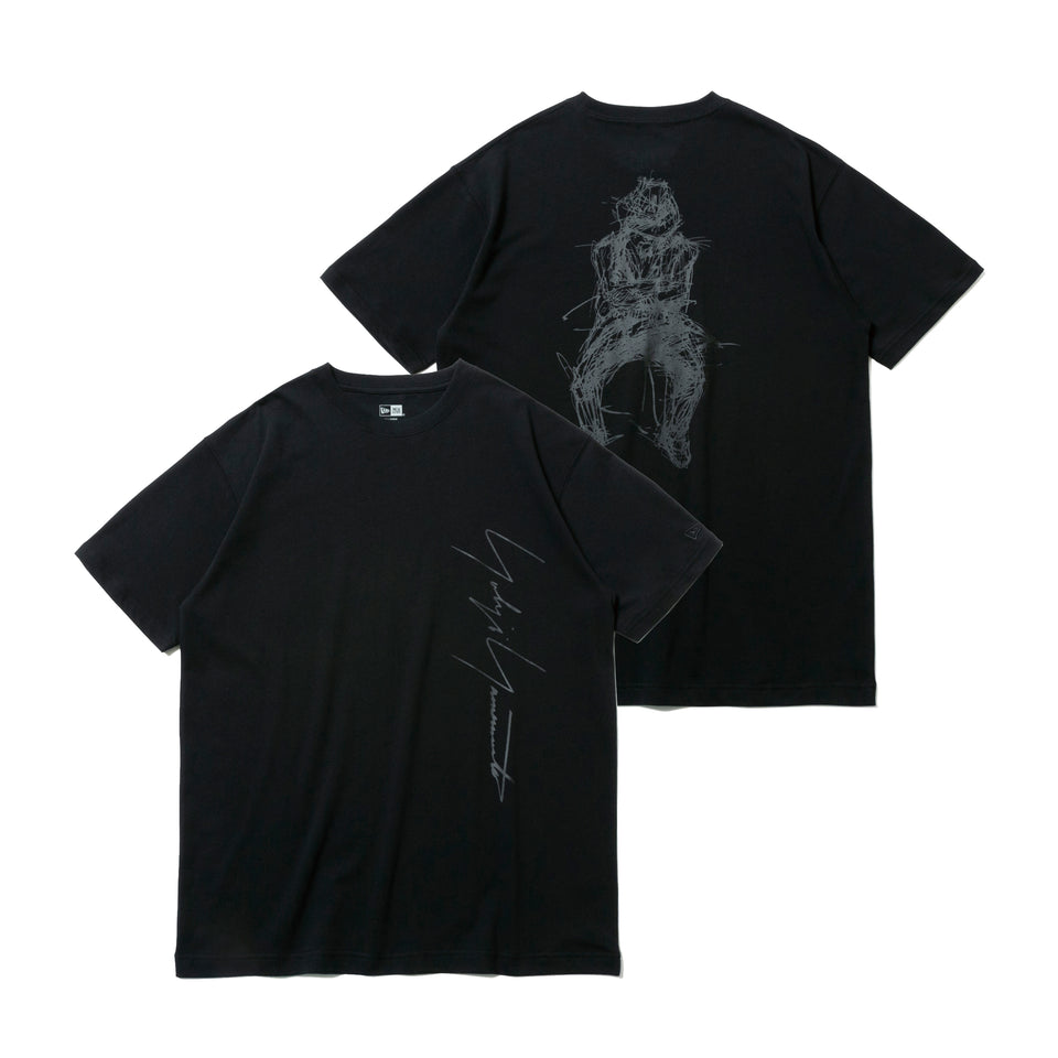 半袖 コットン Tシャツ Yohji Yamamoto SS21 シグネチャーロゴ アートワーク ブラック レギュラーフィット