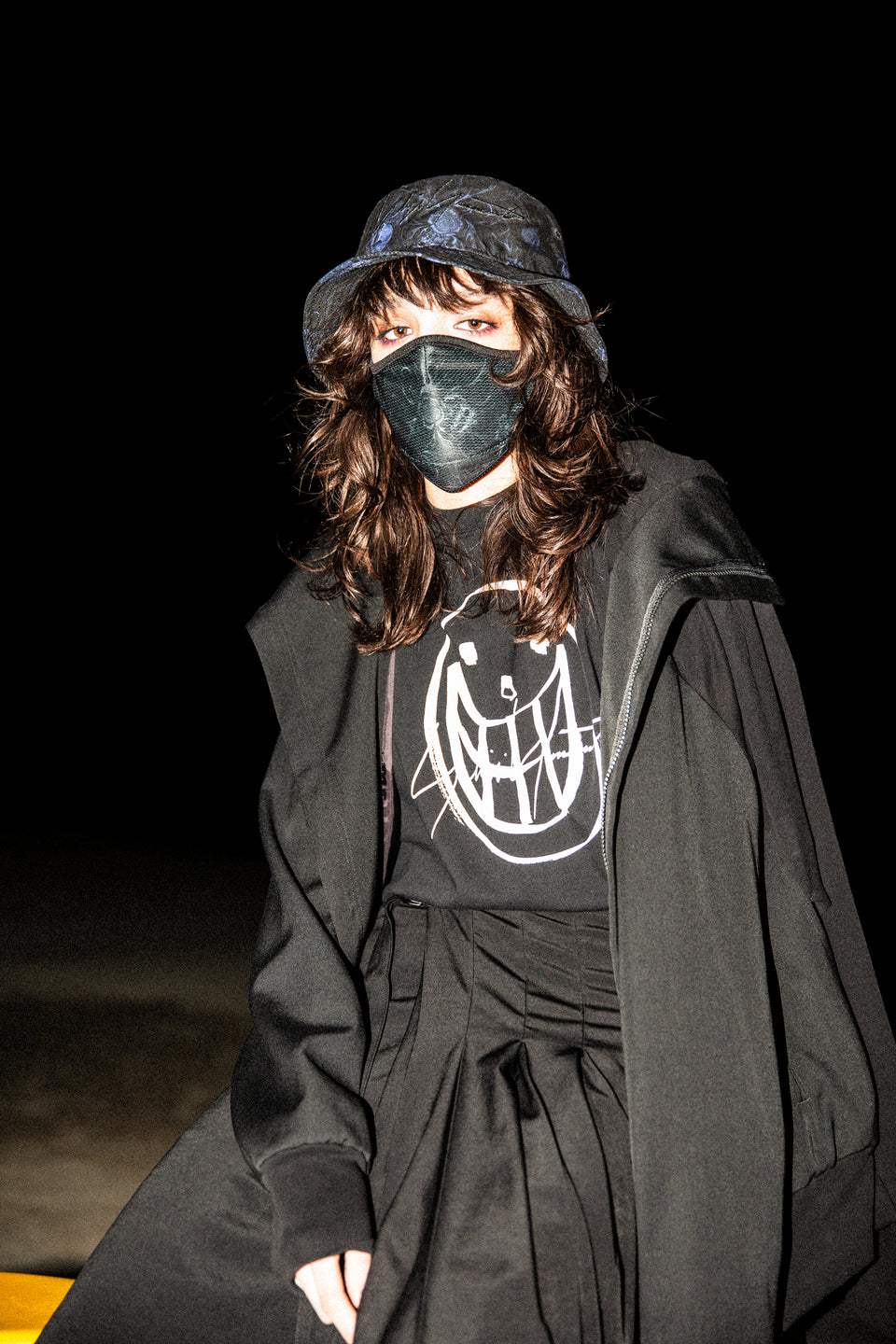 バケット01 Yohji Yamamoto SS21 スカル&ローズ シグネチャーロゴ ブラック