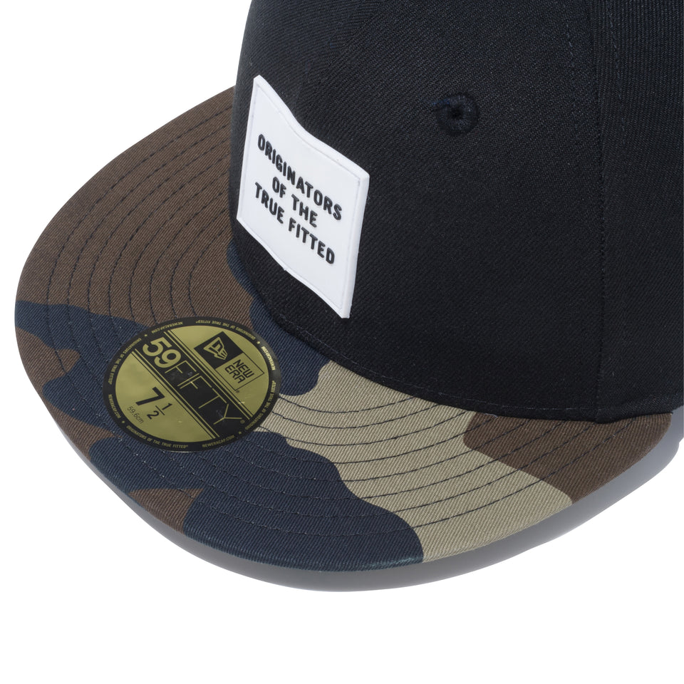 59FIFTY Originators Of The True Fitted ラバーパッチ ブラック/ウッドランドカモ