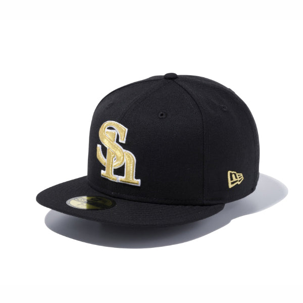 59FIFTY 福岡ソフトバンクホークス ブラック × ゴールド ホワイトアウトライン