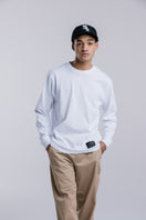 長袖 コットン Tシャツ NEW ERA BLACK LABEL リラックスフィット ホワイト