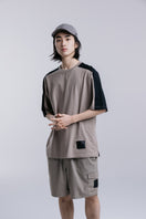 半袖 パネルド コットン Tシャツ NEW ERA BLACK LABEL ペールカーキ