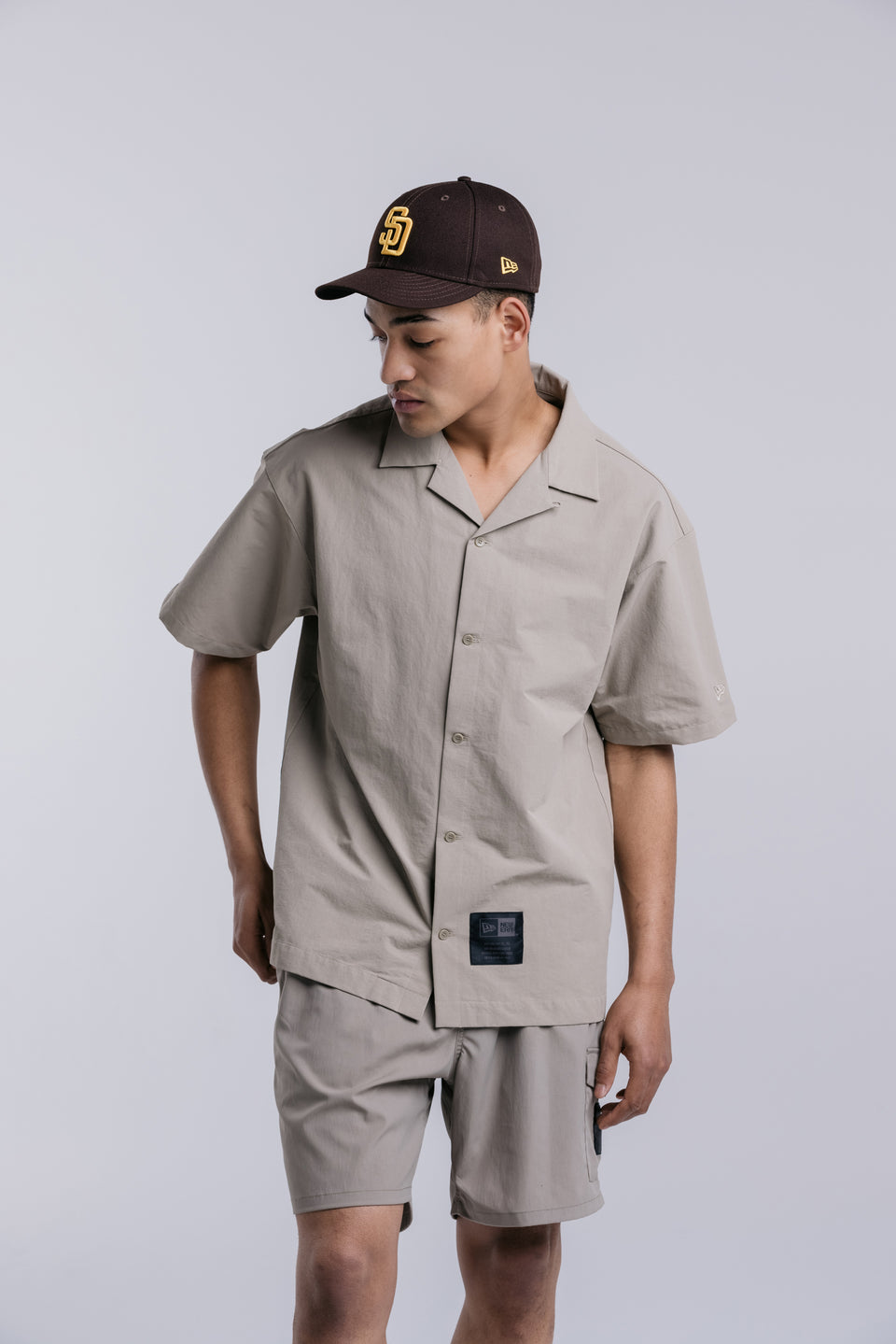 半袖 オープンカラーシャツ NEW ERA BLACK LABEL ペールカーキ