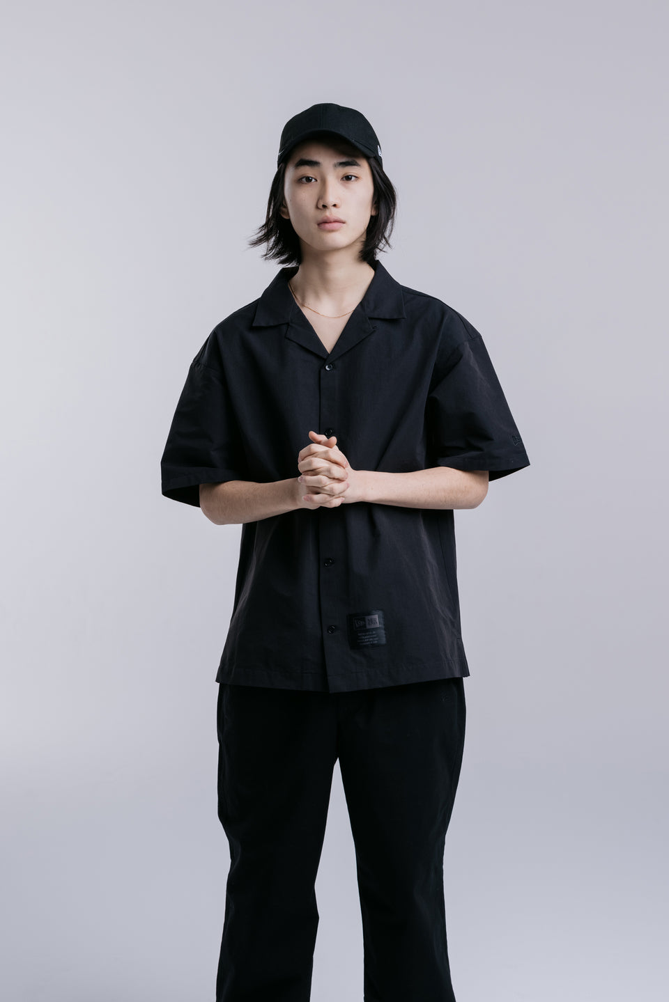 半袖 オープンカラーシャツ NEW ERA BLACK LABEL ブラック