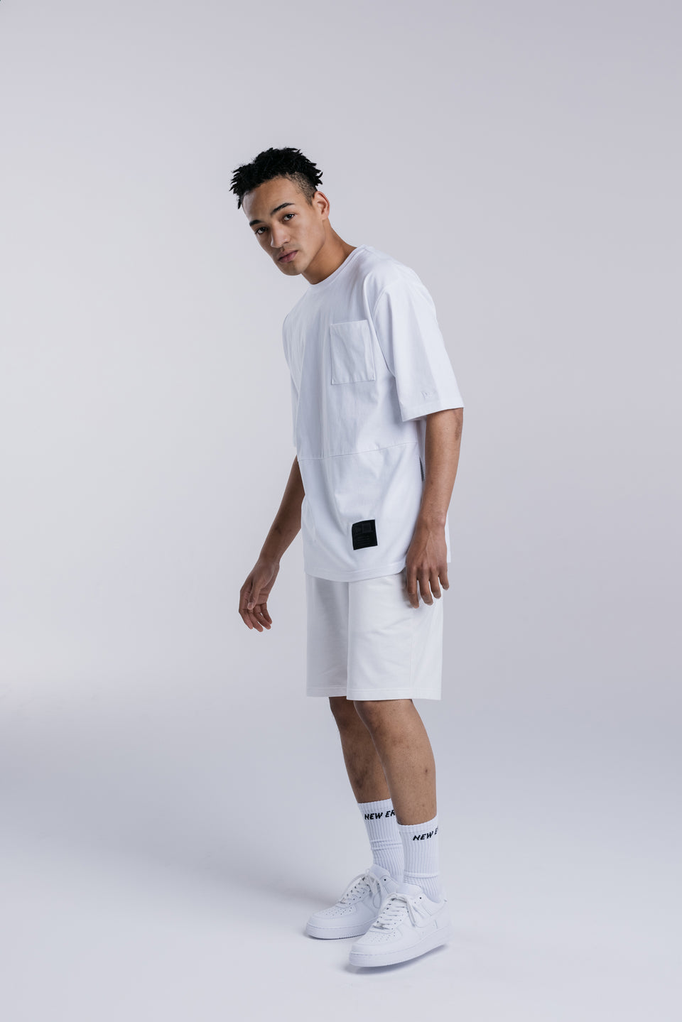 半袖 ダブルポケット コットン Tシャツ NEW ERA BLACK LABEL ホワイト