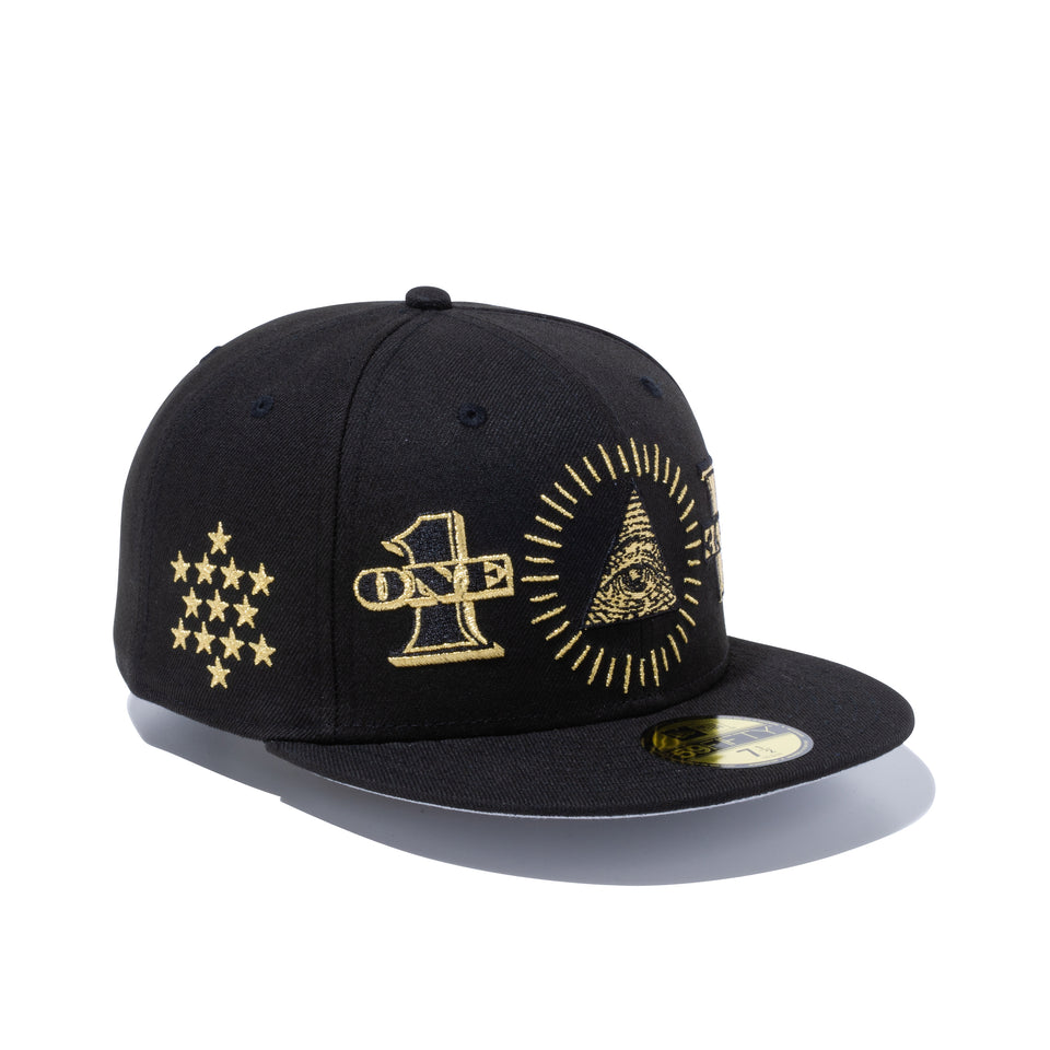 59FIFTY ダラー オールオーバー エンブロイダリー ブラック × メタリックゴールド