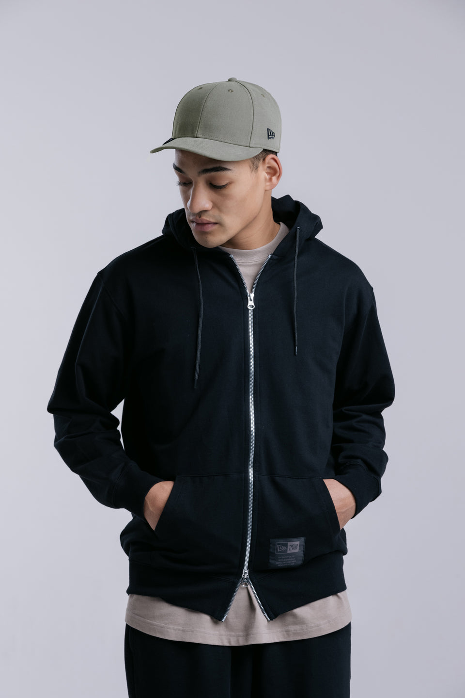 LP 59FIFTY NEW ERA BLACK LABEL Dリング ウーブンラベル ペールカーキ
