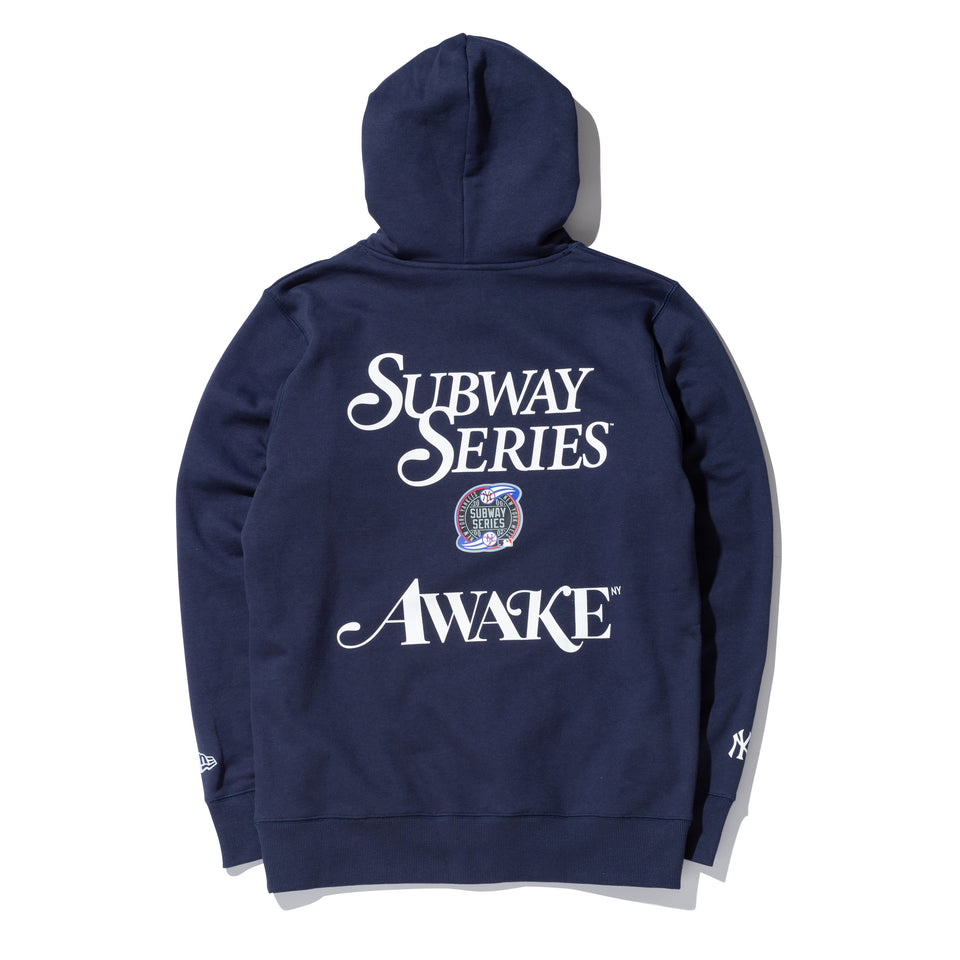 裏起毛 スウェット プルオーバーフーディー AWAKE NY ニューヨーク・ヤンキース サブウェイシリーズ ネイビー
