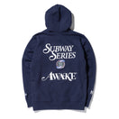 裏起毛 スウェット プルオーバーフーディー AWAKE NY ニューヨーク・ヤンキース サブウェイシリーズ ネイビー