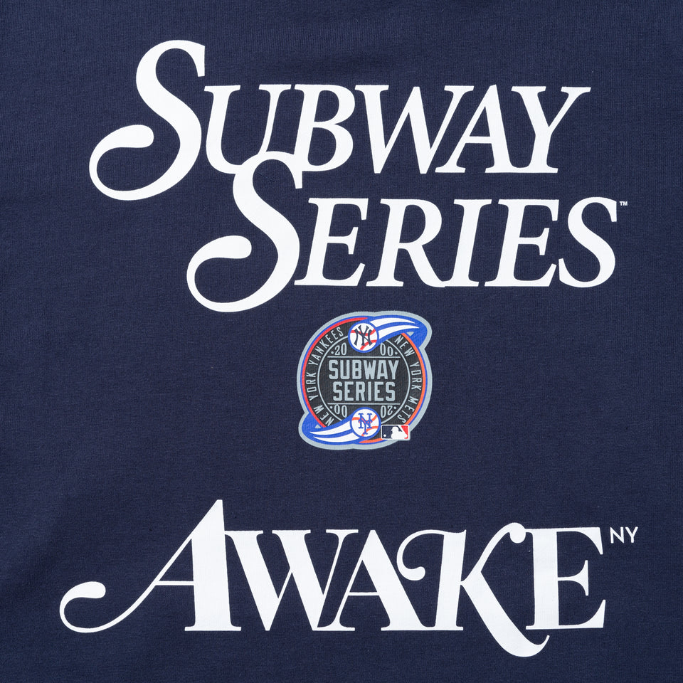 裏起毛 スウェット プルオーバーフーディー AWAKE NY ニューヨーク・ヤンキース サブウェイシリーズ ネイビー