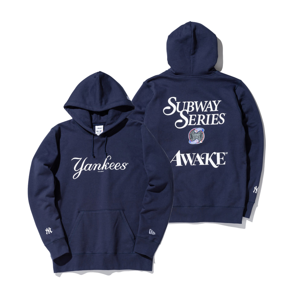 裏起毛 スウェット プルオーバーフーディー AWAKE NY ニューヨーク・ヤンキース サブウェイシリーズ ネイビー
