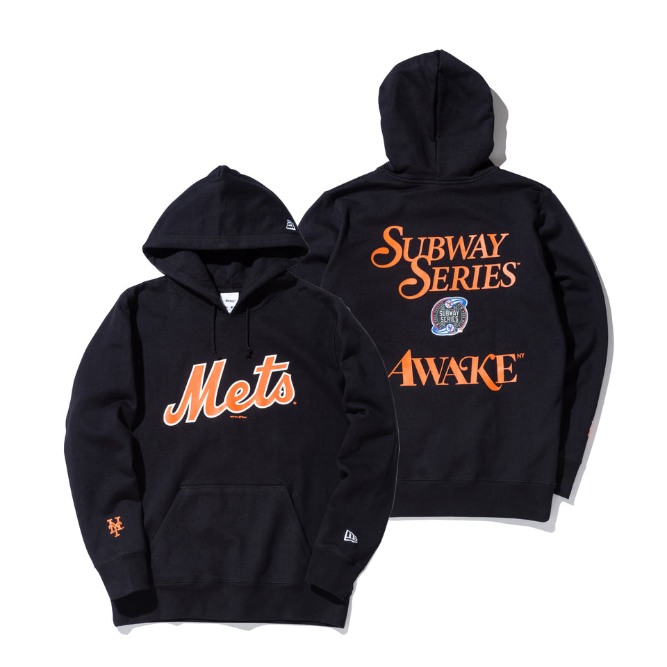 裏起毛 スウェット プルオーバーフーディー AWAKE NY ニューヨーク・メッツ サブウェイシリーズ ブラック