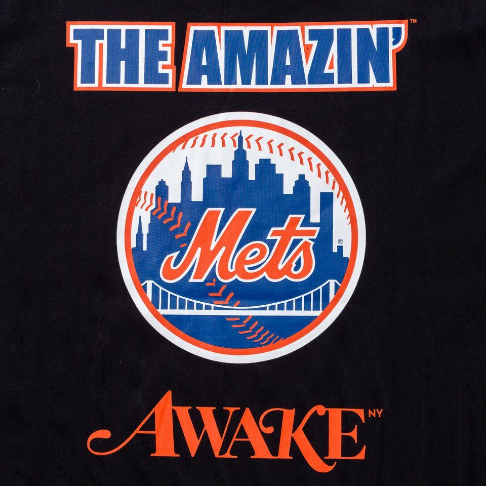 半袖 コットン Tシャツ AWAKE NY ニューヨーク・メッツ サブウェイシリーズ ブラック