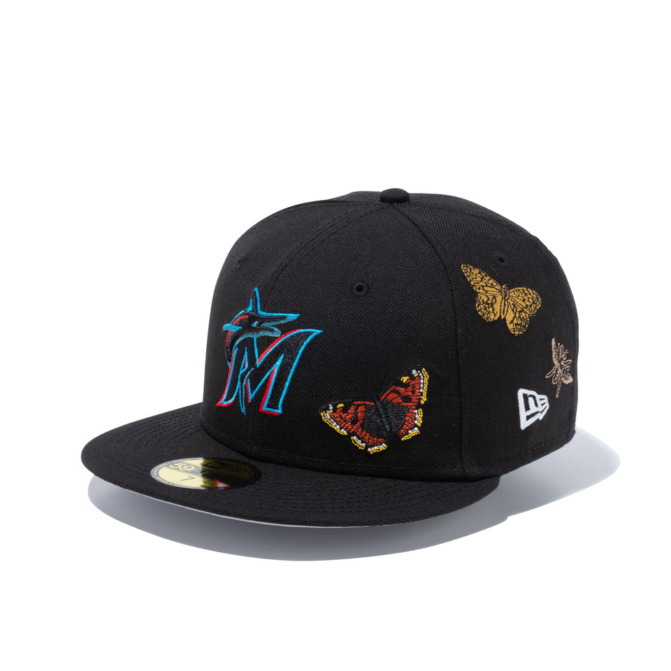 59FIFTY Felt マイアミ・マーリンズ Butterfly Garden グレーアンダーバイザー - 12849890-700| NEW ERA ニューエラ公式オンラインストア