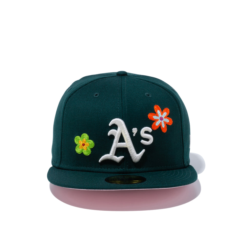 59FIFTY Chain Stitch Floral オークランド・アスレチックス ピンクアンダーバイザー