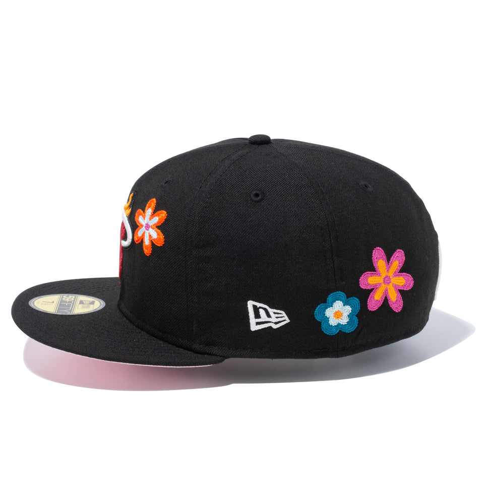 59FIFTY Chain Stitch Floral マイアミ・ヒート ピンクアンダーバイザー