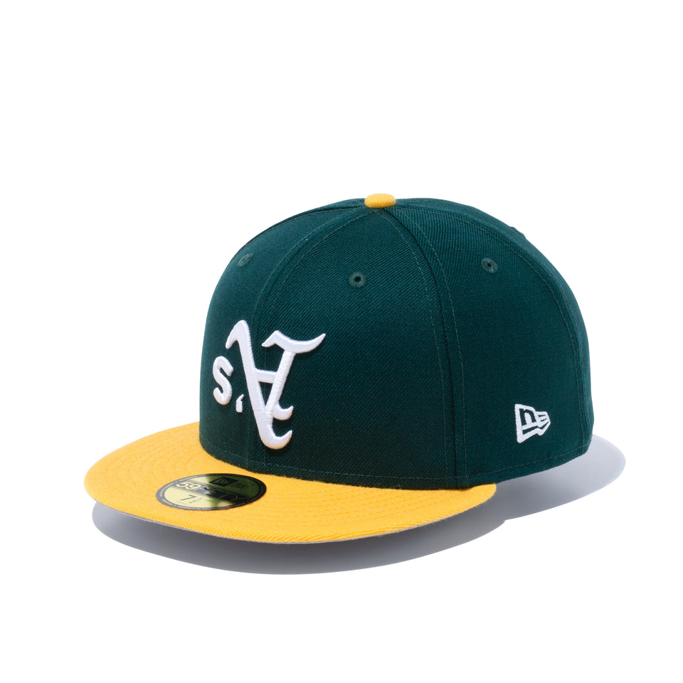 59FIFTY Upside Down オークランド・アスレチックス グレーアンダーバイザー