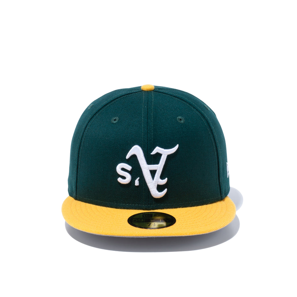 59FIFTY Upside Down オークランド・アスレチックス グレーアンダーバイザー