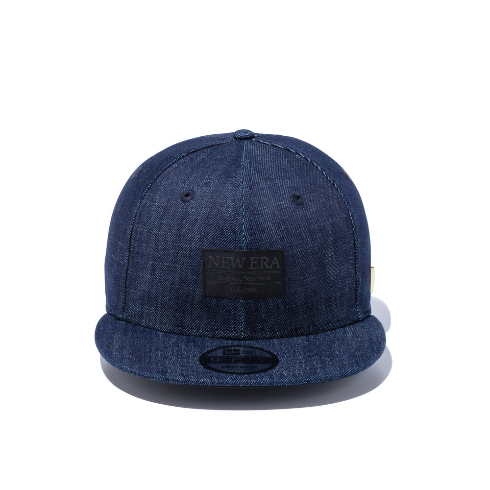 9FIFTY メタルフラッグロゴ ウーブンパッチ インディゴデニム シャイニーゴールドメタルピン