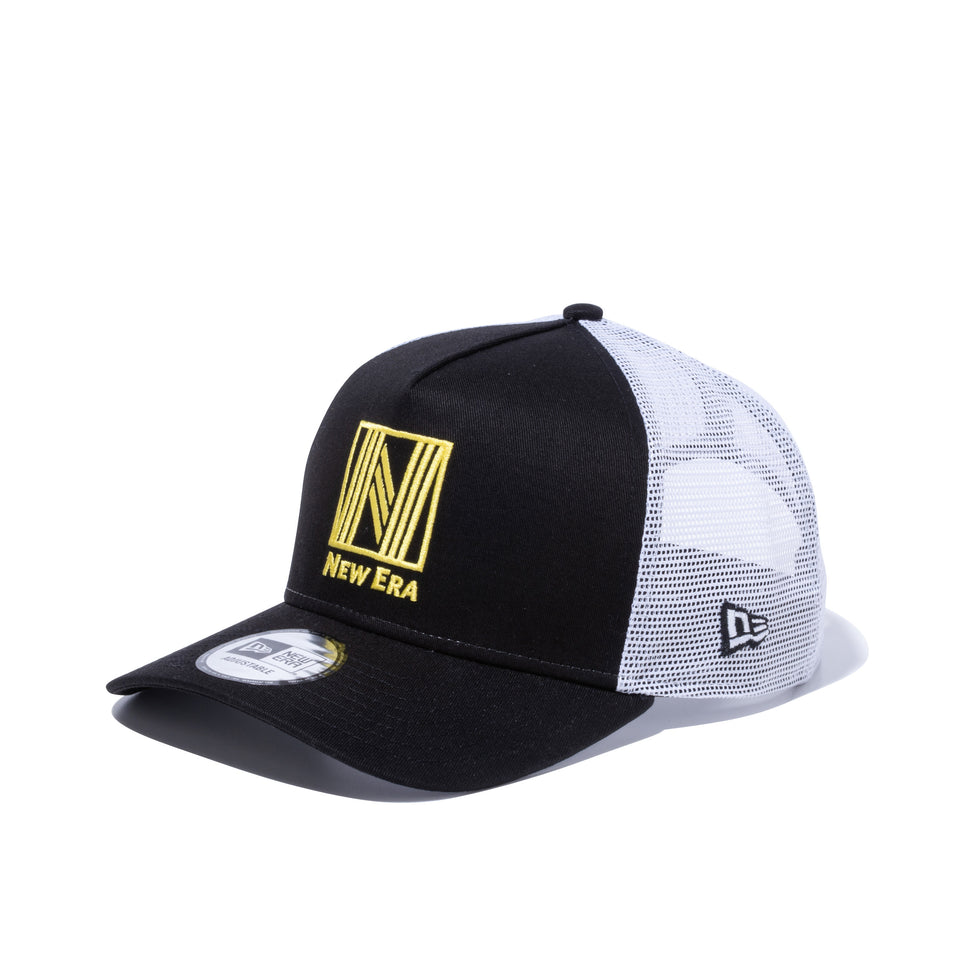 9FORTY A-Frame トラッカー ベーシックファブリックス Nロゴ ブラック / ホワイトメッシュ | NEW ERA ニューエラ公式オンラインストア