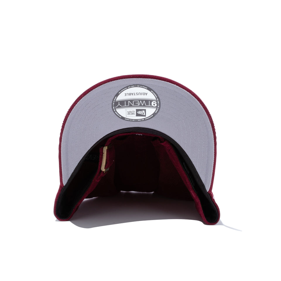 9TWENTY イージースナップ マイクロコーデュロイ newera バーガンディ グレーアンダーバイザー
