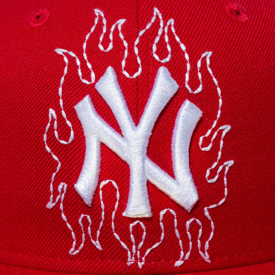 59FIFTY ニューヨーク・ヤンキース ステッチング ファイアーステッチ スカーレット グレーアンダーバイザー