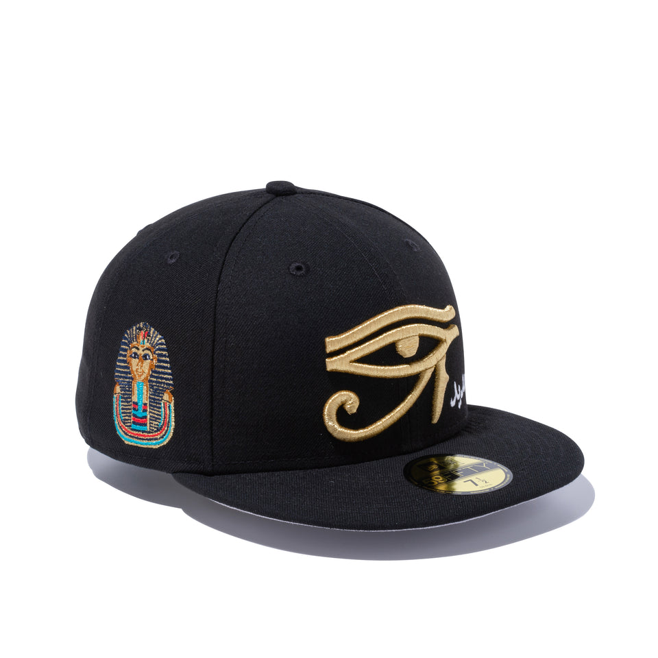 59FIFTY エジプト オールオーバーロゴ ブラック × メタリックゴールド