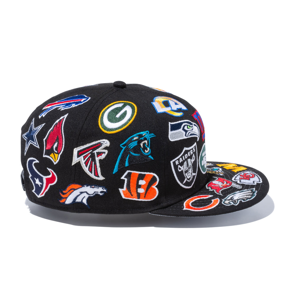 9FIFTY チームロゴオールオーバー NFL ブラック