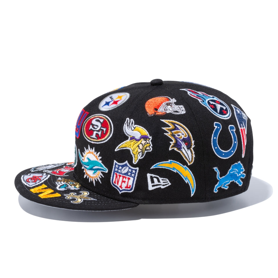 9FIFTY チームロゴオールオーバー NFL ブラック
