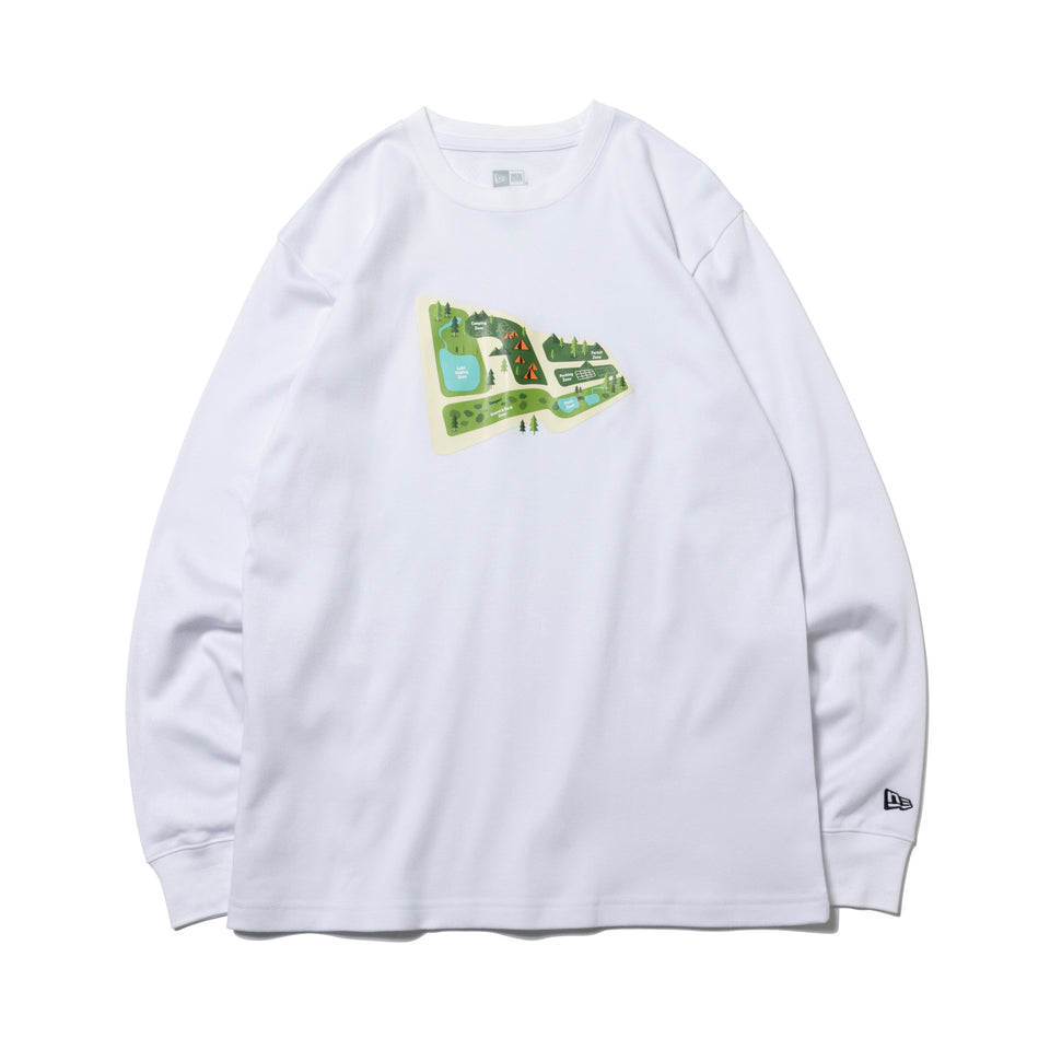 長袖 ウォーム Tシャツ キャンプサイト フラッグロゴ ホワイト  【ニューエラ アウトドア】