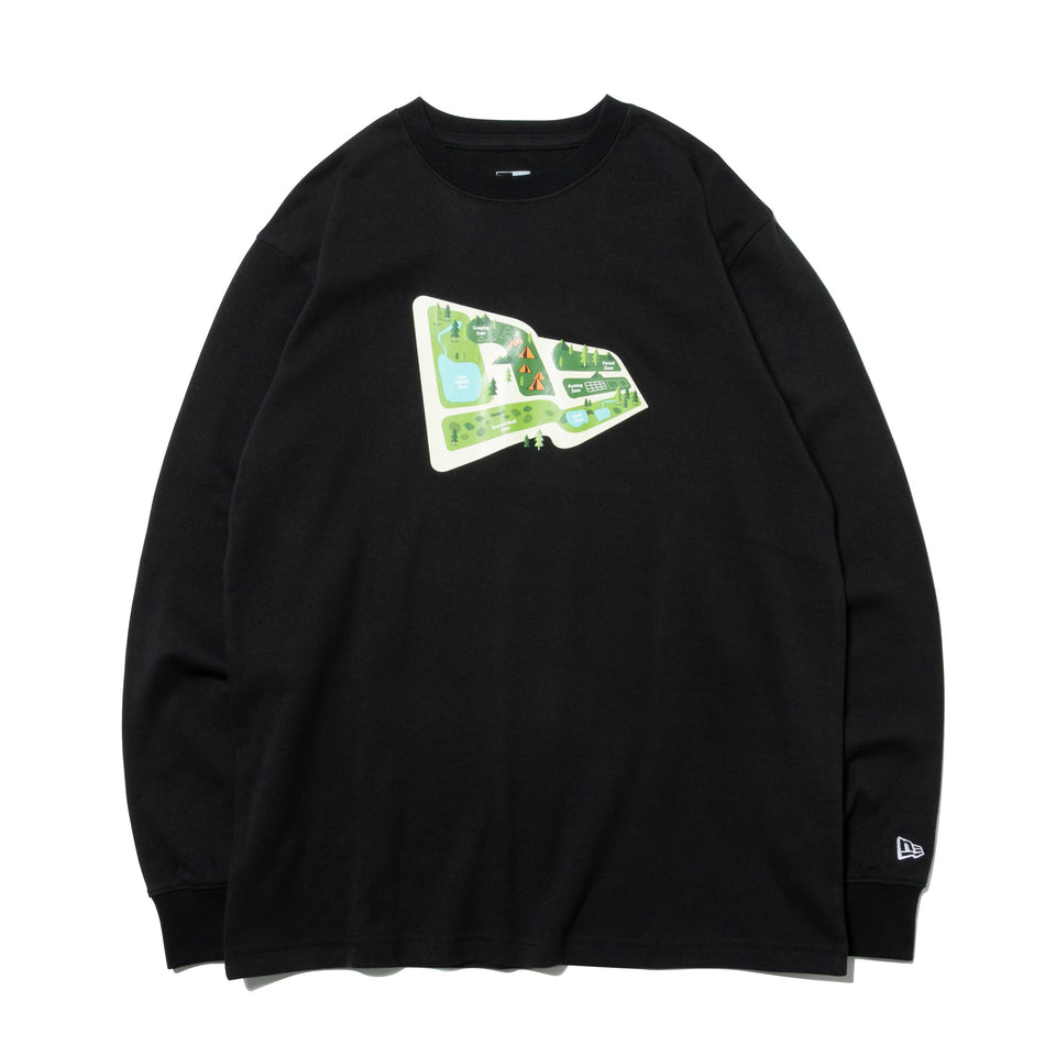 長袖 ウォーム Tシャツ キャンプサイト フラッグロゴ ブラック  【ニューエラ アウトドア】