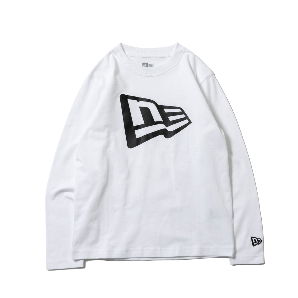 Youth 長袖 コットン Tシャツ フラッグロゴ ホワイト