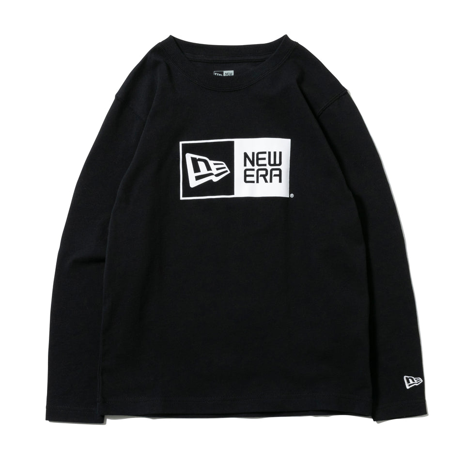 Youth 長袖 コットン Tシャツ ボックスロゴ ブラック