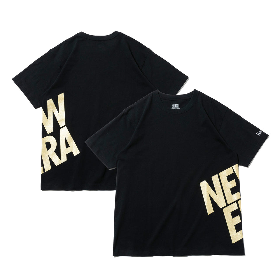 半袖 コットン Tシャツ ズームアップニューエラ ブラック × ゴールドラメ リラックスフィット | NEW ERA ニューエラ公式オンラインストア