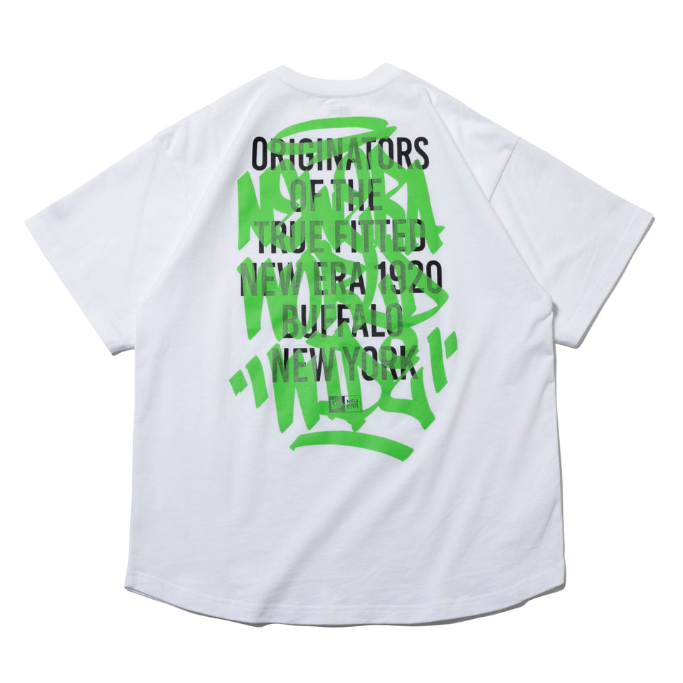 オーバーサイズド 半袖 コットン Tシャツ グラフィティ ホワイト