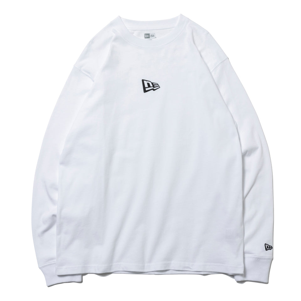 長袖 ウォーム Tシャツ フラッグロゴミニ ホワイト