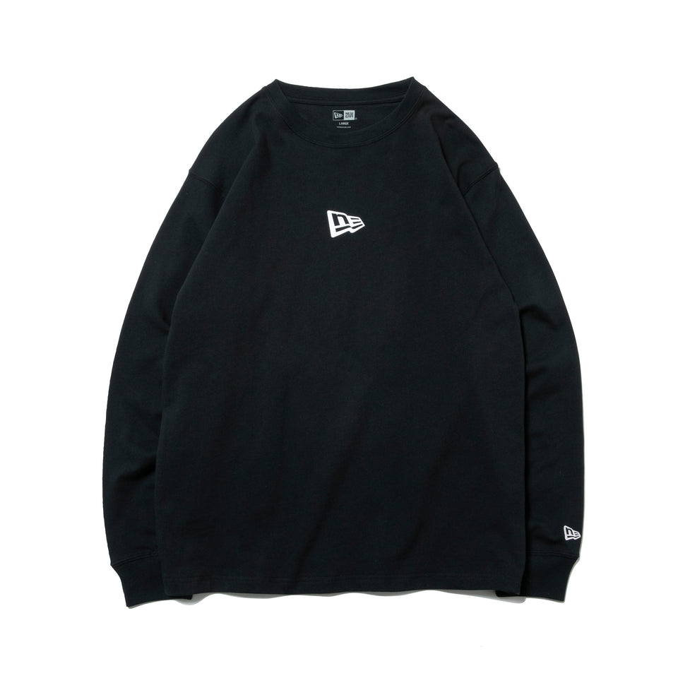 長袖 ウォーム Tシャツ フラッグロゴミニ ブラック