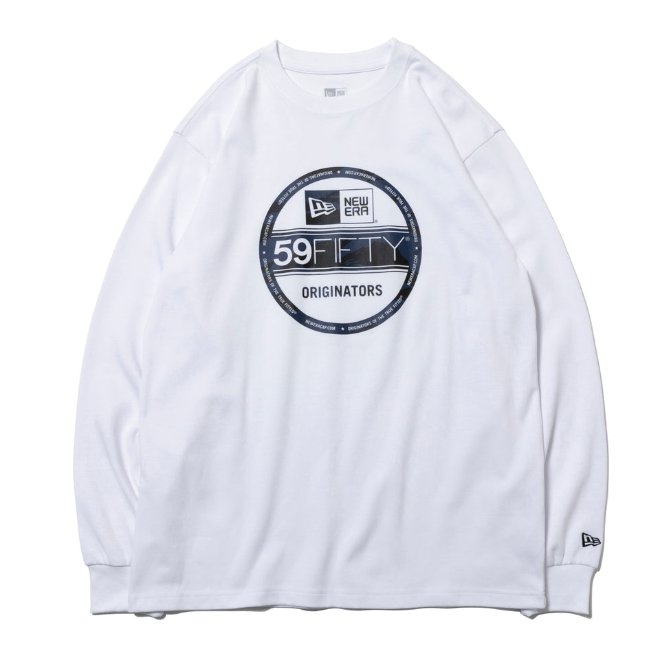 長袖 パフォーマンス Tシャツ バイザーステッカーロゴ タイガーストライプカモ ホワイト レギュラーフィット