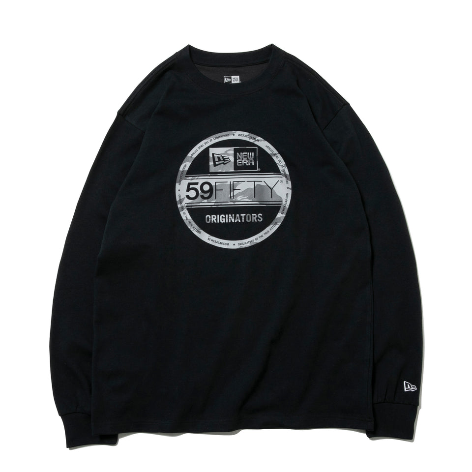 長袖 パフォーマンス Tシャツ バイザーステッカーロゴ タイガーストライプカモ ブラック レギュラーフィット