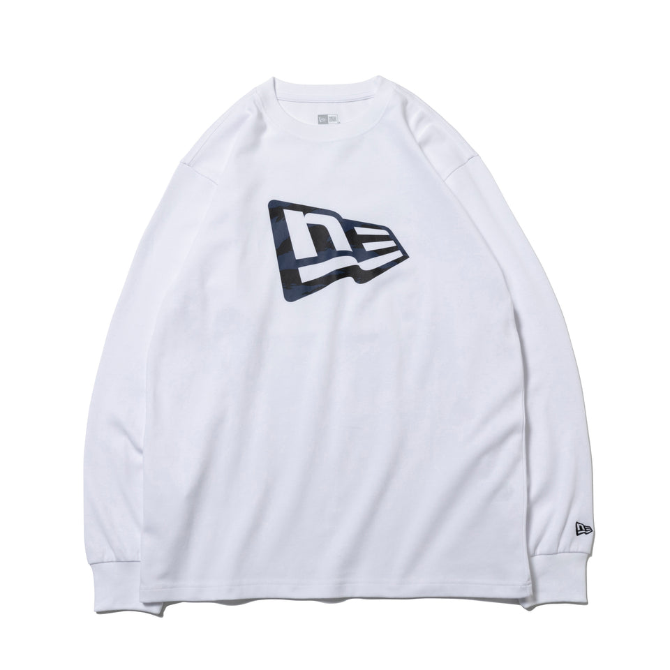 長袖 パフォーマンス Tシャツ フラッグロゴ タイガーストライプカモ ホワイト レギュラーフィット