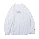 長袖 コットン オーバーサイズド Tシャツ アウトライン フラッグロゴ ホワイト