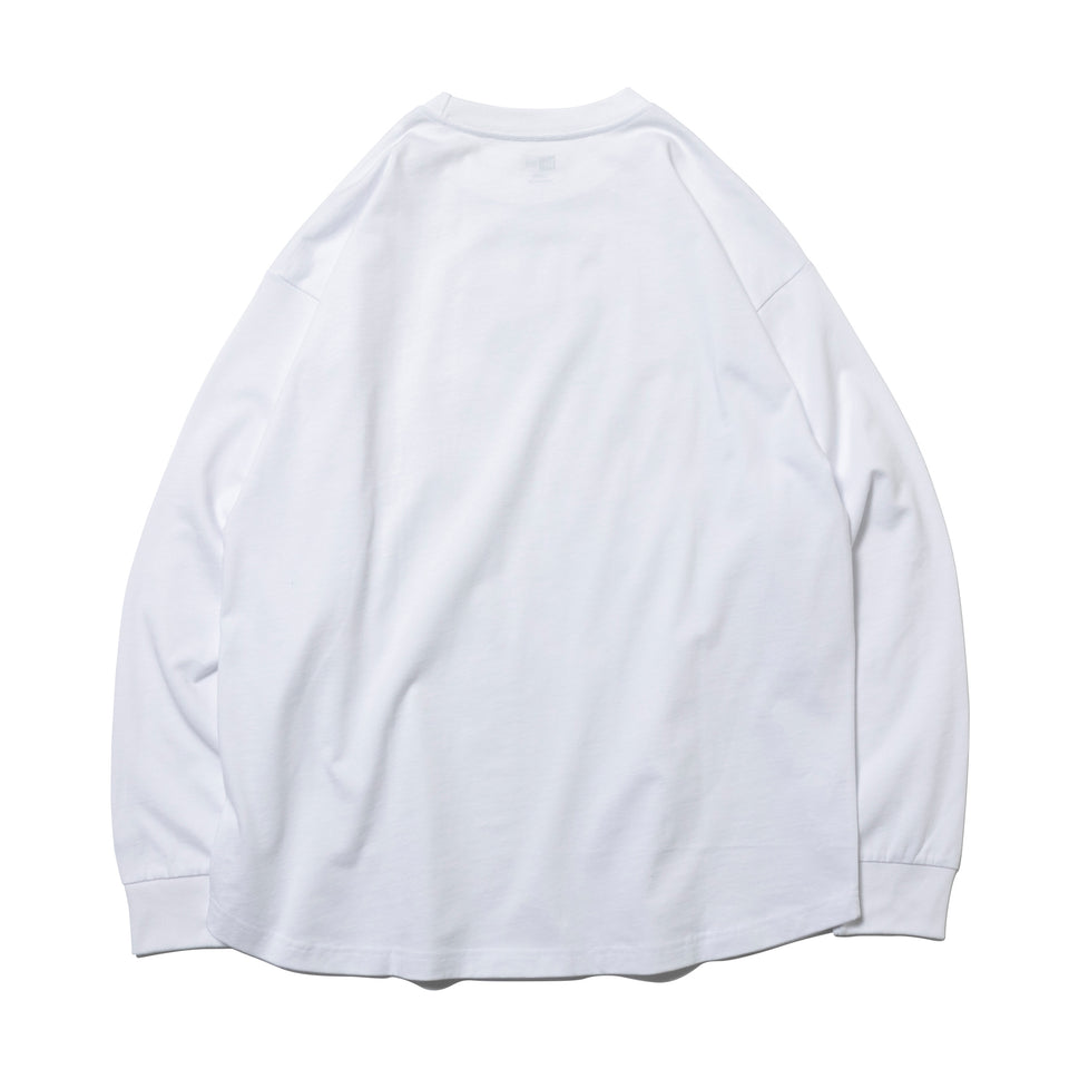 長袖 コットン オーバーサイズド Tシャツ アウトライン フラッグロゴ ホワイト
